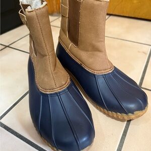 Brown and Blue Boots